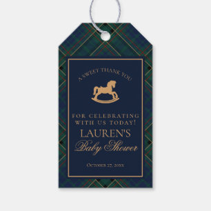 Tartan Plaid Rocking Horse Baby Shower Favors Gift Tags