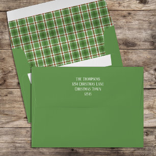 Tartan Plaid Rustic Country Green 5x7 Christmas Envelope
