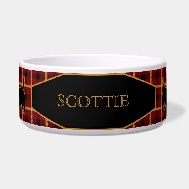 Tartan Plaid Scottish Terriers/Scotties Dog Bowl (Front)