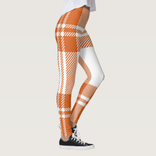 Tartan Plaid Trendy Orange White Leggings