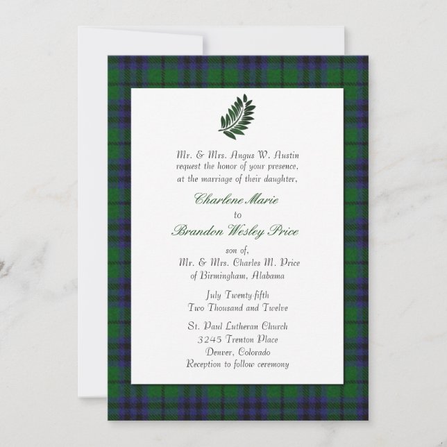 Tartan Plaid Wedding Invitation (Front)