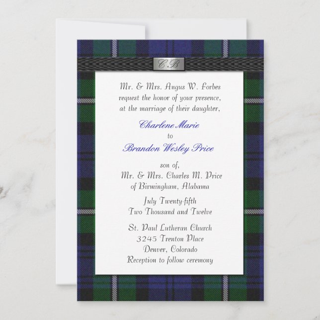 Tartan Plaid Wedding Invitation (Front)