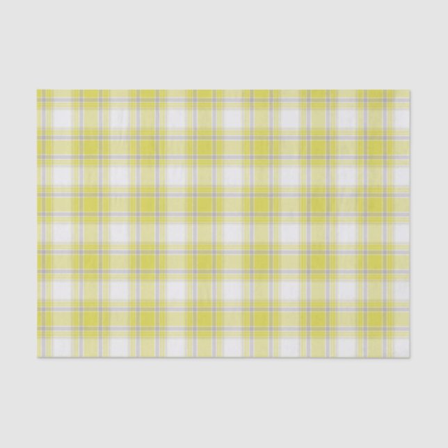 Tartan Plaid Yellow, Grey & White No. 63 Tissue Paper (Front)