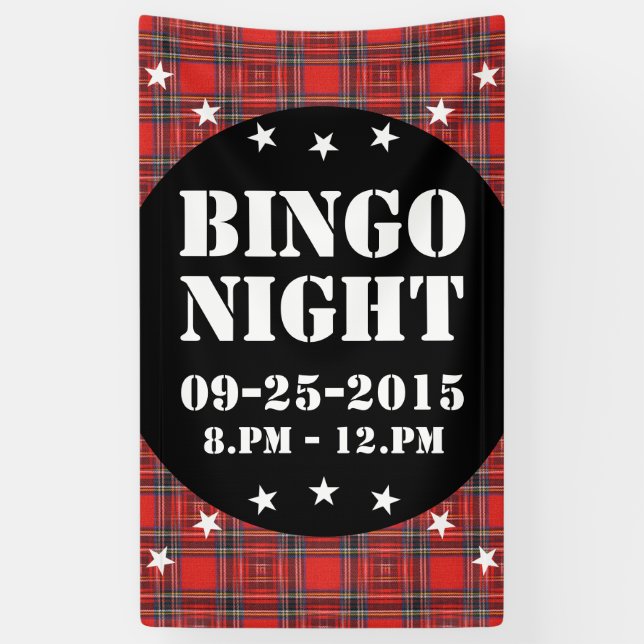 Tartan plaids pattern royal red fabric banner (Vertical)