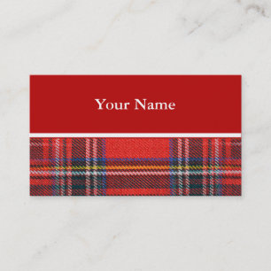 Tartan plaids pattern royal red fabric business card
