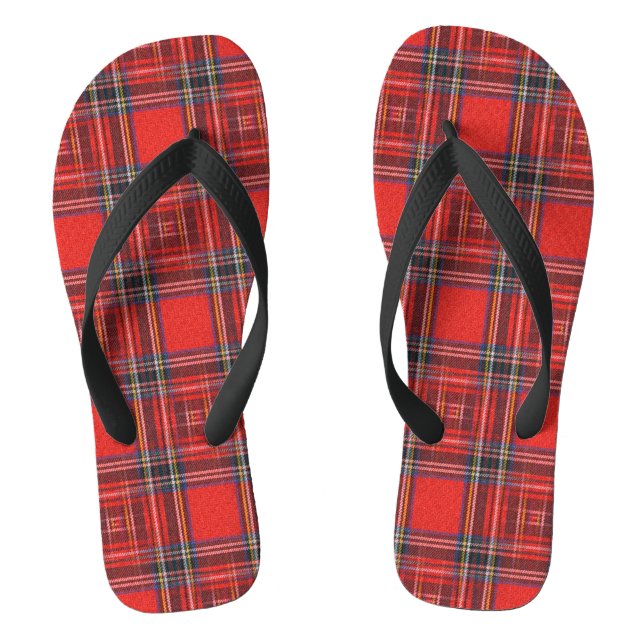 Tartan plaids pattern royal red fabric jandals (Footbed)