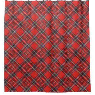 Tartan plaids pattern royal red fabric shower curtain