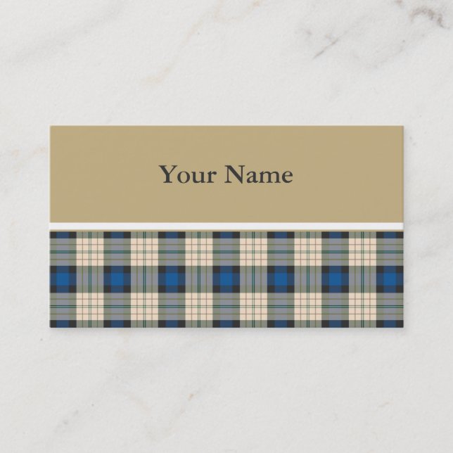 Tartan plaids pattern - traditional blue beige business card (Front)