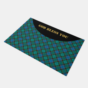 Tartan plaids pattern - traditional blue green doormat