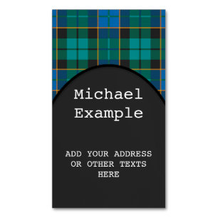 Tartan plaids pattern - traditional blue green magnetic business card