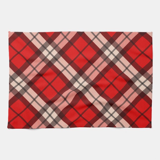 Tartan Red Plaid Kitchen Towel (Horizontal)