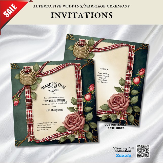 TARTAN RIBBON HANDFASTING CEREMONY INVITATIONS (Creator Uploaded)