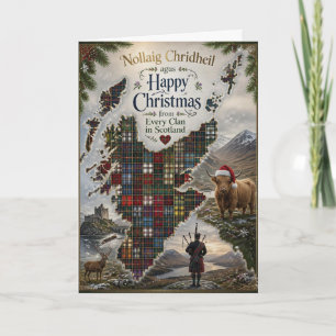 Tartan Scotland Map Christmas Card