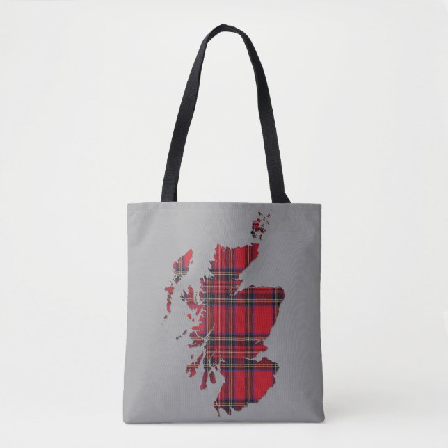 Tartan Scotland Map Tote Bag (Front)