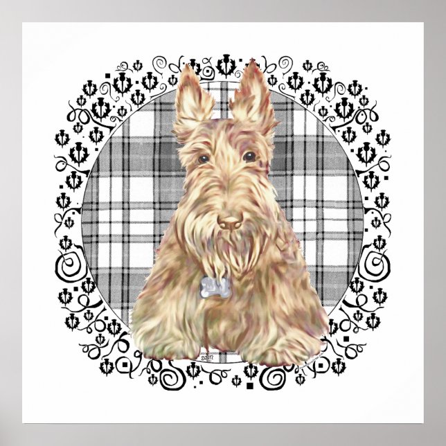 Tartan Scottie Black &  White Poster (Front)