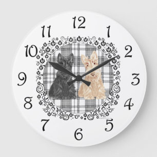 Tartan Scotties Large Clock