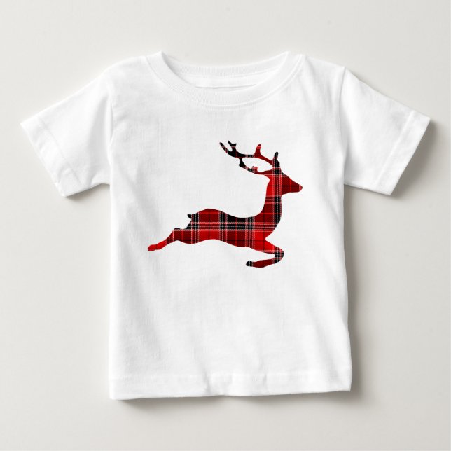 Tartan Scottish reindeer Christmas Baby T-Shirt (Front)