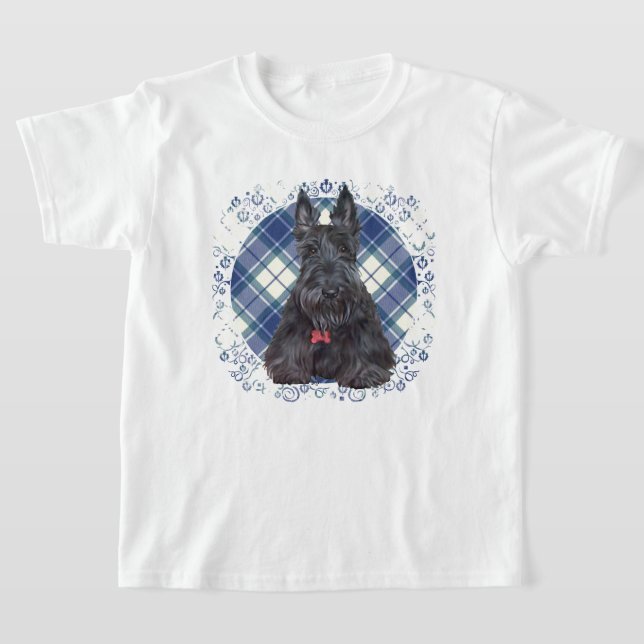 Tartan Scottish Terrier T-Shirt (Laydown)