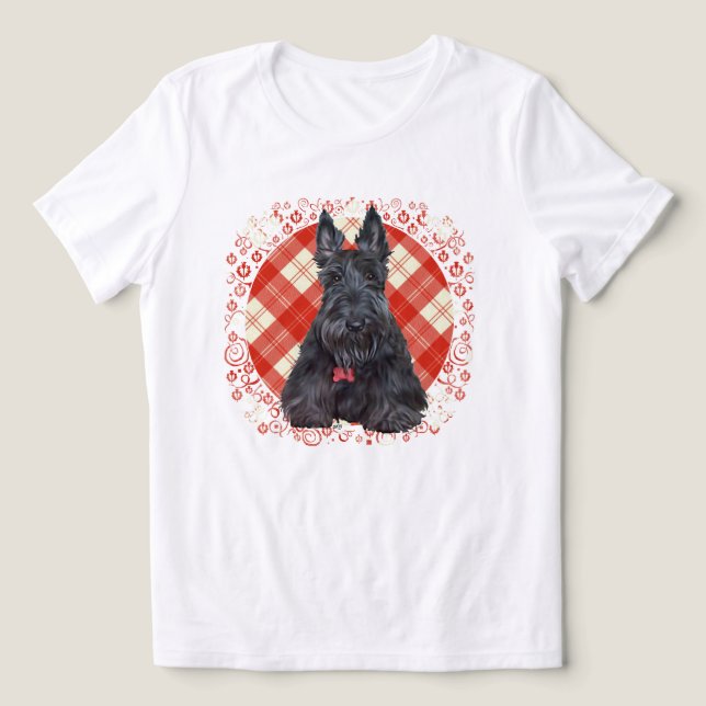 Tartan Scottish Terrier Tri-Blend Shirt (Design Front)