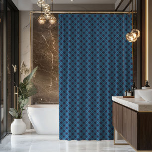 Tartan Shower Curtain Navy Blue Gift for Him