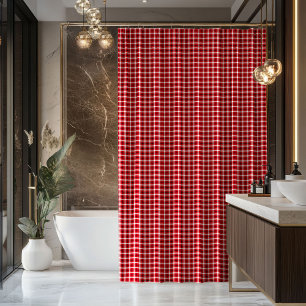 Tartan Shower Curtain Red Black Housewarming Gift