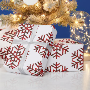Tartan Snowflakes In Red Pattern Wrapping Paper