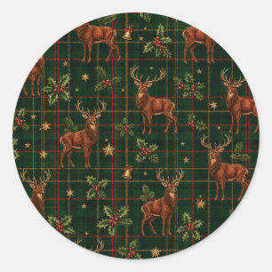 Tartan Stag Christmas Stickers