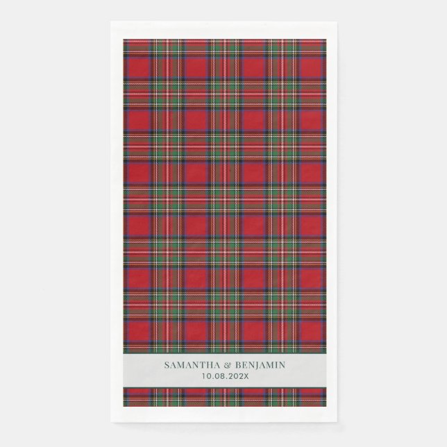 Tartan Stewart Plaid Custom Wedding Napkin (Front)