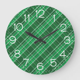 Tartan Swahili Green Plaid Pattern-88675 Large Clock