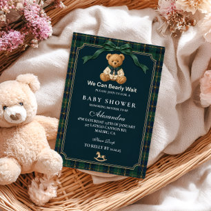 Tartan Teddy Bear Baby Shower Invitation