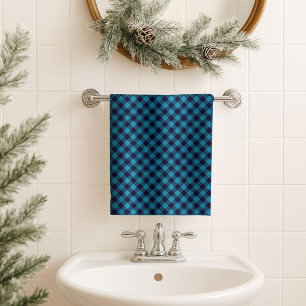 Tartan Towel for Men Classic Navy Blue Design