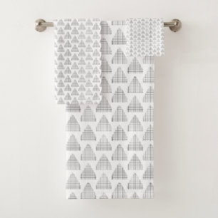 Tartan Triangles Grey Bath Towel Set