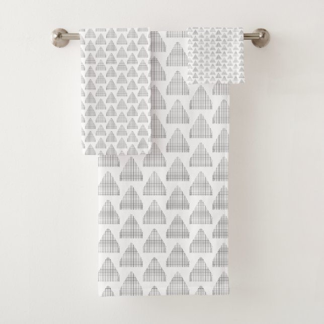 Tartan Triangles Grey Bath Towel Set (Insitu)