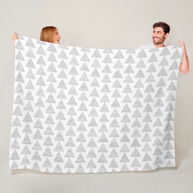 Tartan Triangles Grey Fleece Blanket (In Situ)