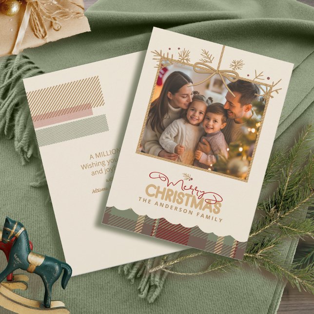 Tartan Trim Christmas Hanging Photo ID1141A Holiday Card (Creator Uploaded)