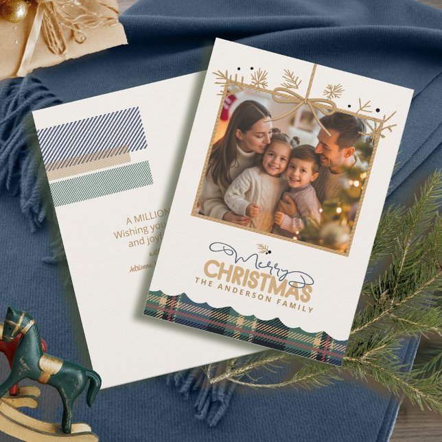 Tartan Trim Christmas Hanging Photo ID1141B Holiday Card (Creator Uploaded)