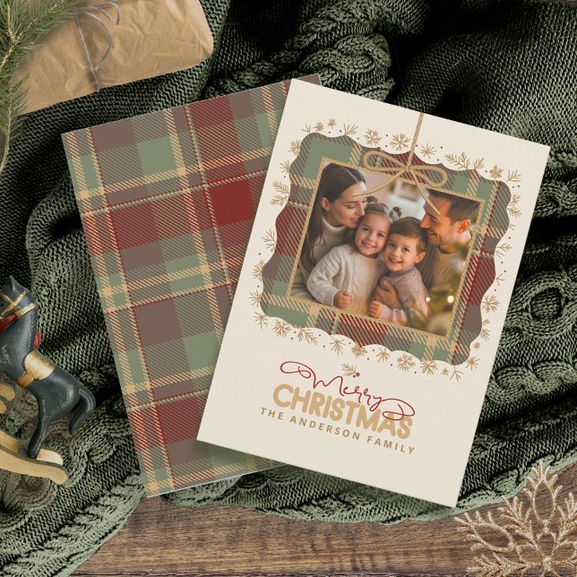 Tartan Trim Christmas One Photo Template ID1141A (Creator Uploaded)