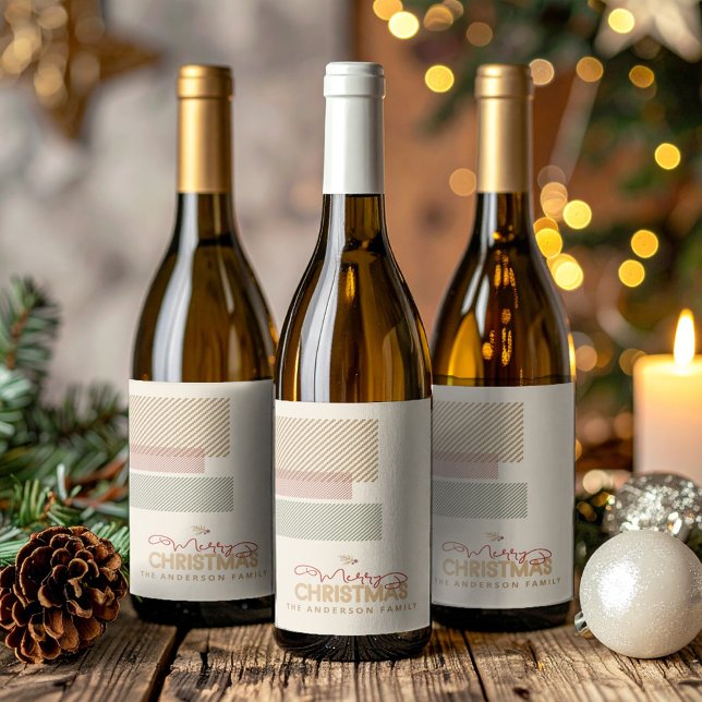 Tartan Twill Merry Christmas Red Green ID1141A Wine Label (Creator Uploaded)