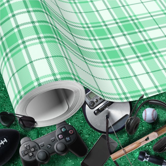 Tartan - Vibrant Pastel Green to Dark Green Wrapping Paper (Tartan - Vibrant Pastel Green to Dark Green Wrapping Paper by Leapfroglisics Shop)