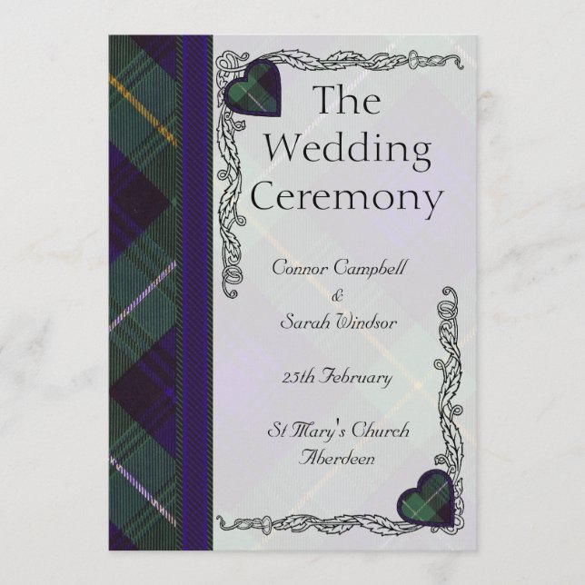 Tartan Wedding program - Campbell of Argyll Programme (Front)