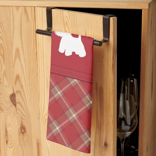 Tartan Westie lovers  Tea Towel (Thirds Fold)
