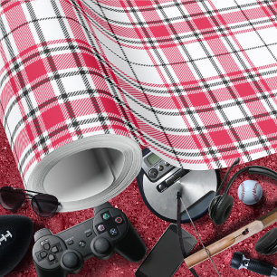 Tartan - White-Red-Black Wrapping Paper