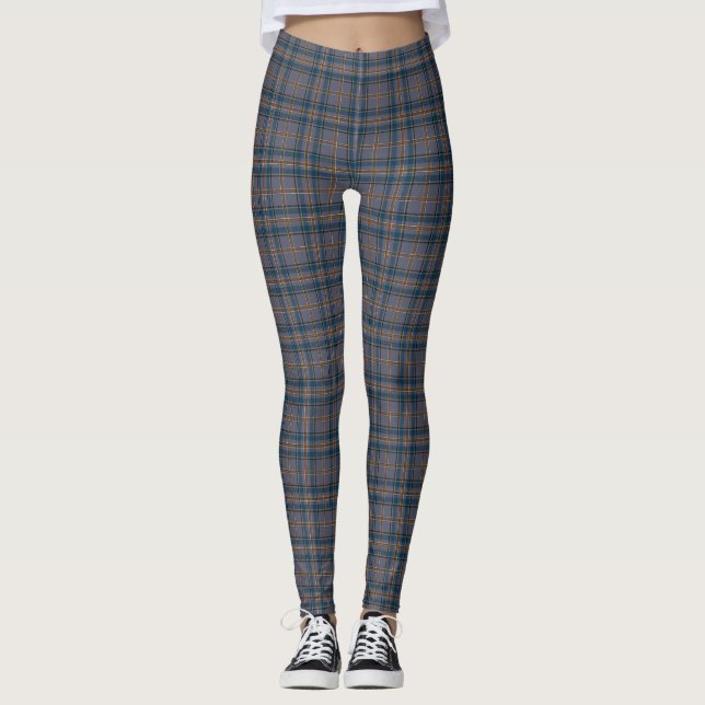  Tartan Women's Leggings in Bleu Plaid (Front)