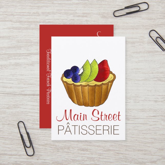 Tarte aux Fruits Fruit Tart Pie French Pastry Business Card (Front/Back In Situ)
