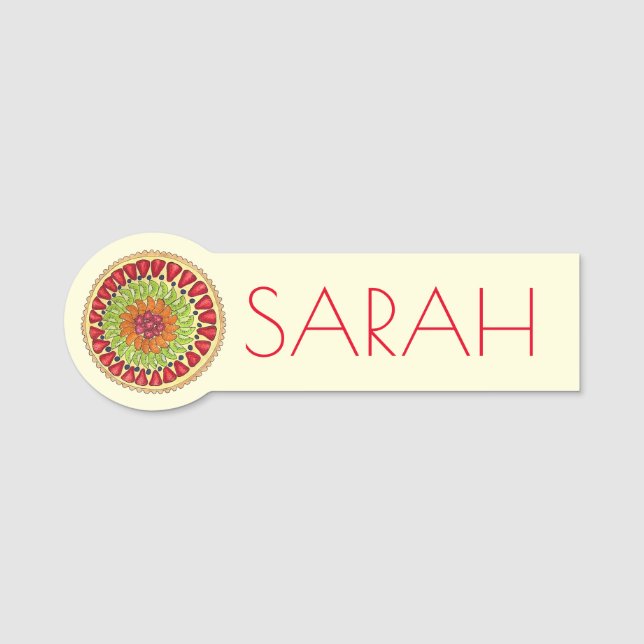 Tarte aux Fruits Fruit Tart Pie French Pastry Chef Name Tag (Front)