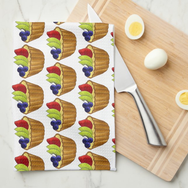 Tarte aux Fruits Fruit Tart Pie French Pastry  Tea Towel (Quarter Fold)