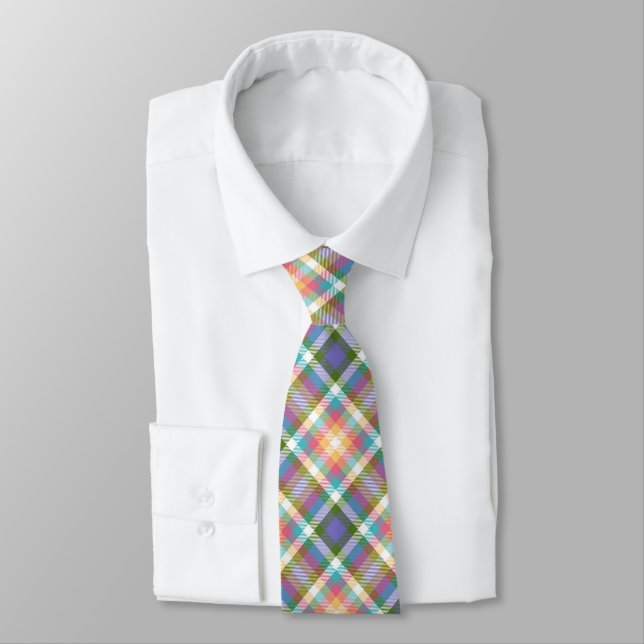 Tarten Plaid Mix Spring Easter Colours d2 Men's Ti Tie (Tied)