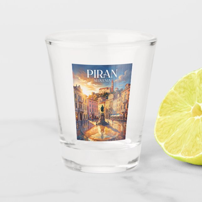 Tartini Square Slovenia Shot Glass (Front)