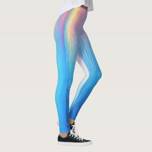 “Tarvask” Wide Pink and Blue Landscape Seascape Leggings