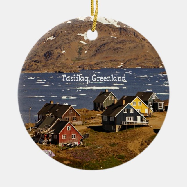 Tasiilaq, Greenland Ceramic Tree Decoration (Front)
